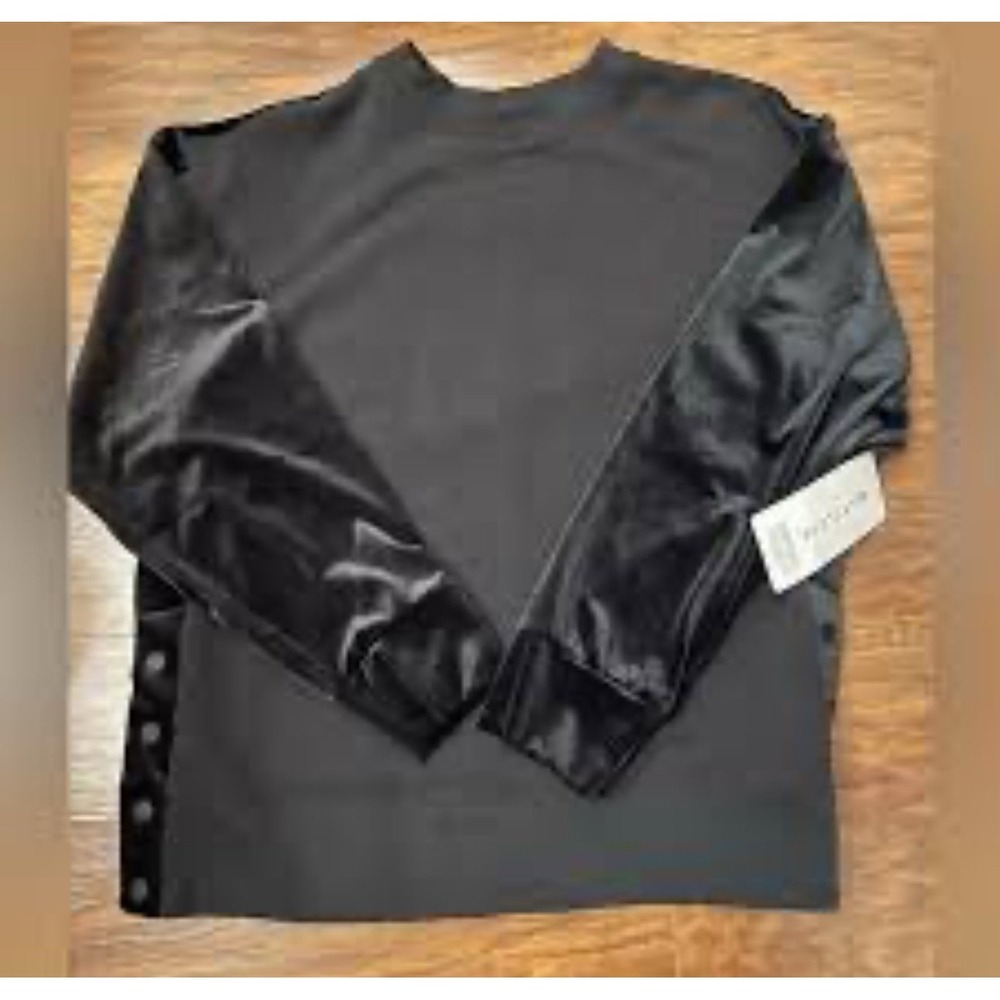 ATHLETA Retroplush Velvet Crewneck Sweatshirt In Black Size XL